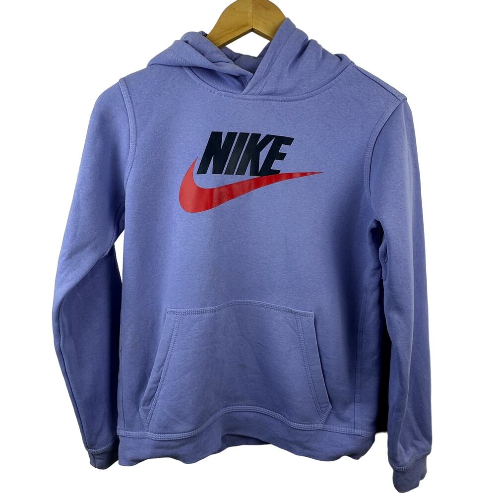 Nike Girls Fleece Hooded Sweatshirts Blue Long Sleeves Size XL
